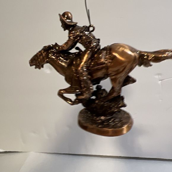 1998 Hallmark Pony Express Rider Ornament Bronze Tones  w/ Box - Picture 5 of 6